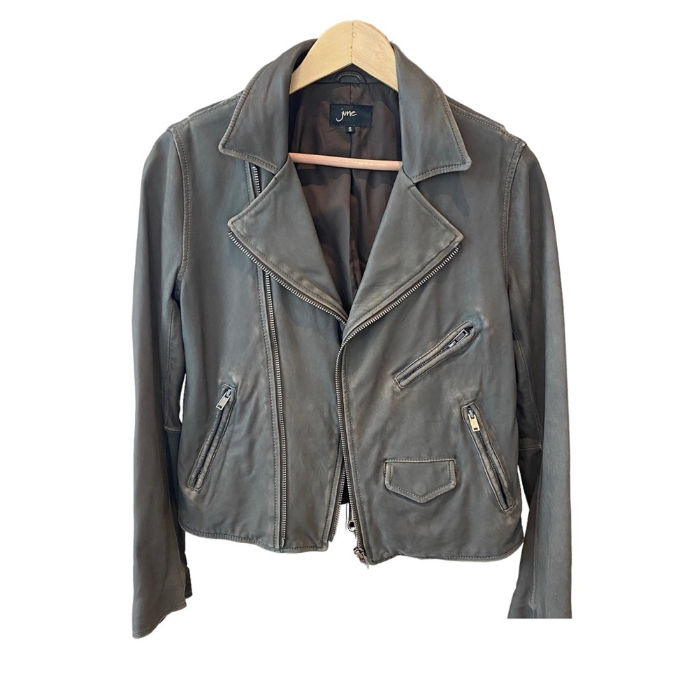 June Charcoal Leather Jacket